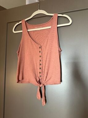 American Eagle Button Front Tie Tank Size S Mauve Casual Summer Top